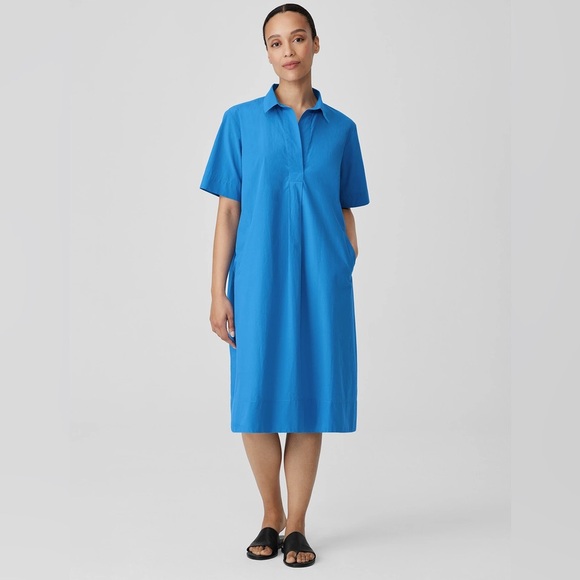 NWT Eileen Fisher Washed Organic Cotton Poplin Dress - Picture 1 of 6